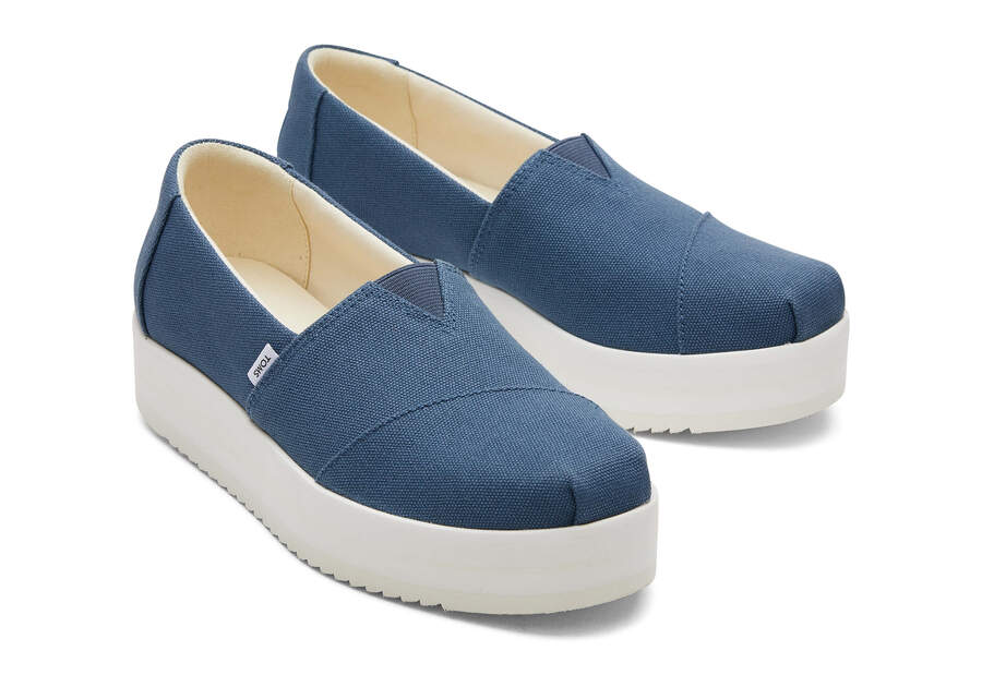 Majolica Blue Toms Alpargata Midform Espadrille Platform Shoes Australia Sale | AU503-120