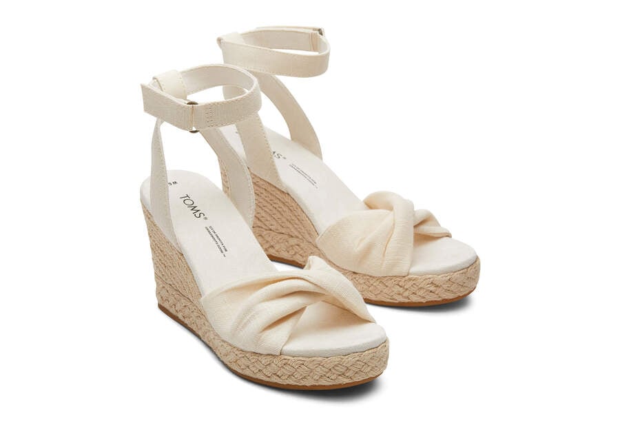 Natural Slubby Woven Toms Marisela Wedge Sandal Sandals Australia Sale | AU985-763