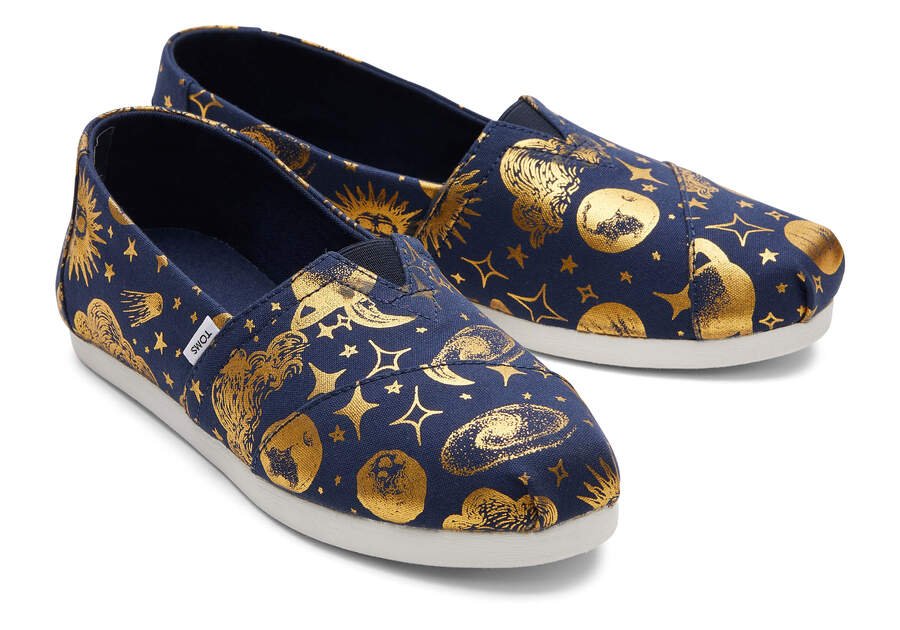 Navy Foil Toms Alpargata Celestial Australia Sale | AU417-542