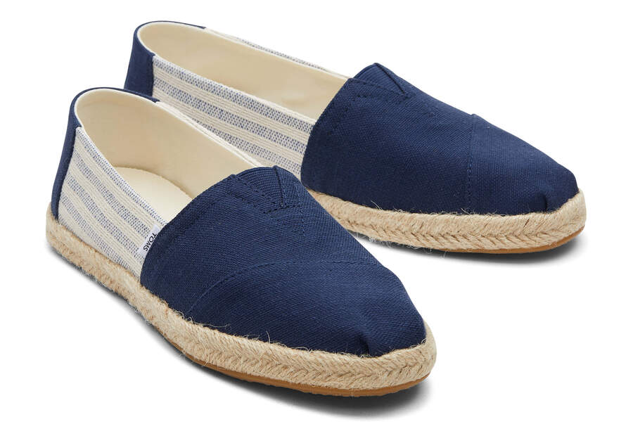 Navy Stripes Toms Alpargata Recycled Cotton Rope Espadrille Australia Sale | AU118-130