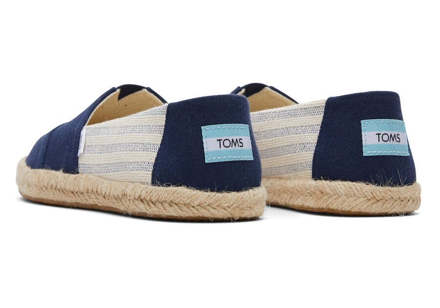 Navy Stripes Toms Alpargata Recycled Cotton Rope Espadrille Australia Sale | AU118-130