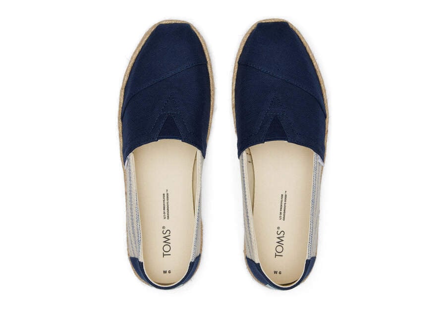 Navy Stripes Toms Alpargata Recycled Cotton Rope Espadrille Australia Sale | AU118-130