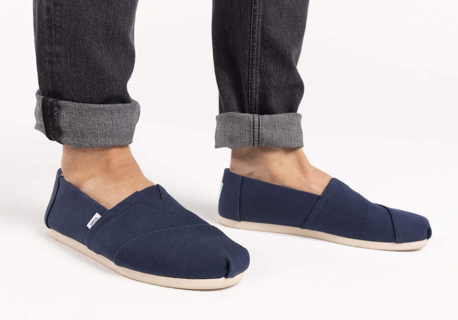 Navy Toms Alpargata Recycled Cotton Canvas Australia Sale | AU747-668