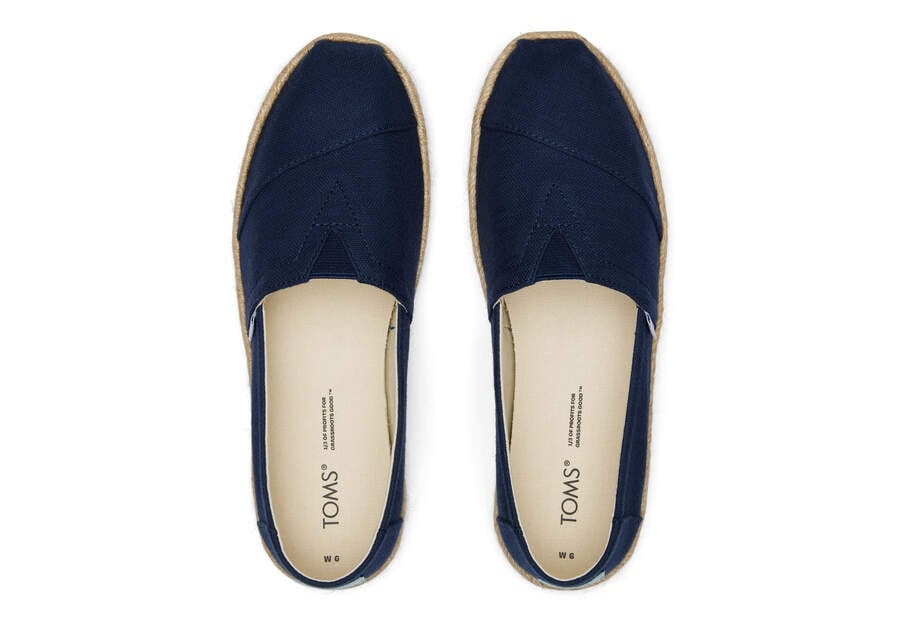 Navy Toms Alpargata Recycled Cotton Rope Espadrille Australia Sale | AU683-340