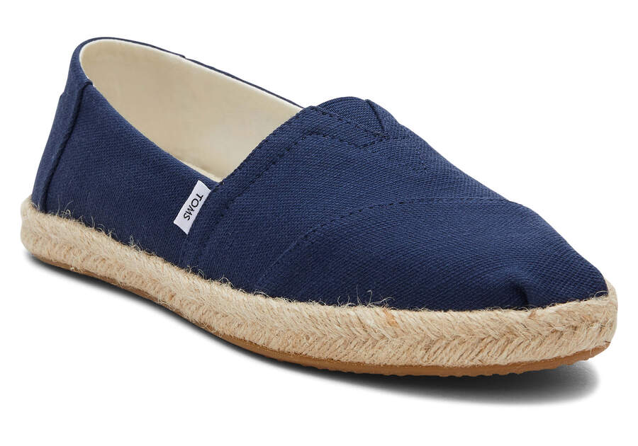 Navy Toms Alpargata Recycled Cotton Rope Espadrille Australia Sale | AU683-340