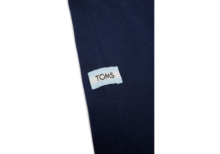 Navy Toms Stacked Logo Long Sleeve Tee T Shirts Australia Sale | AU641-500