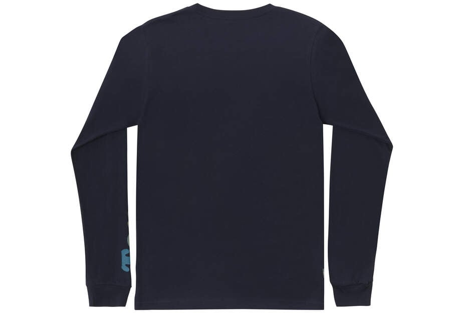 Navy Toms TOMORROW Logo Long Sleeve T Shirts Australia Sale | AU478-524