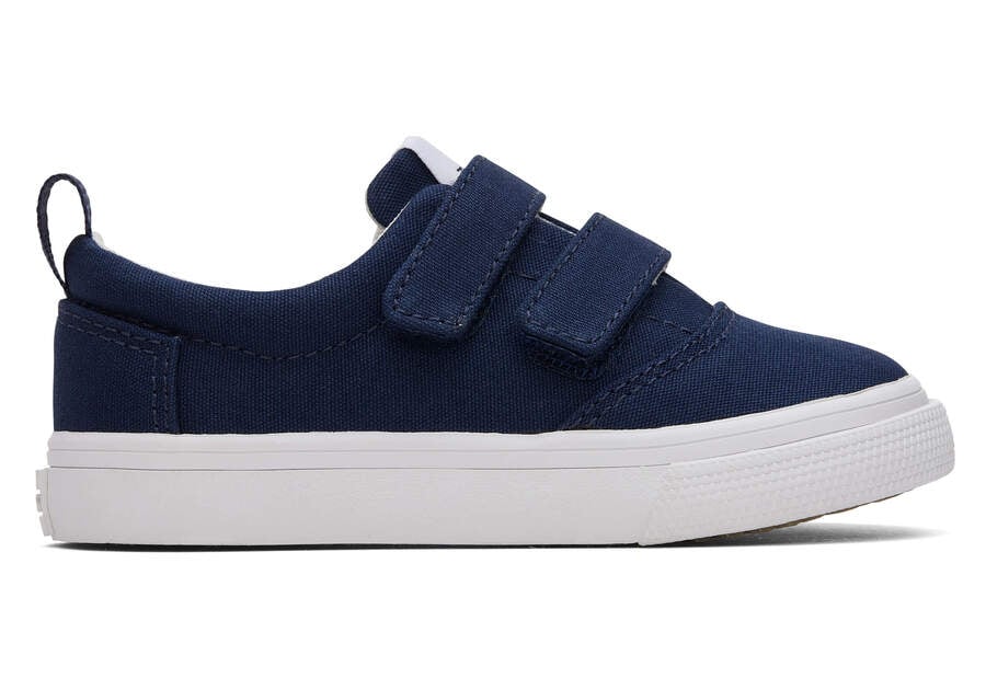 Navy Toms Tiny Fenix Double Strap Canvas Australia Sale | AU423-134