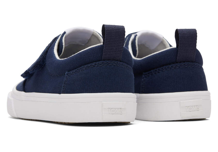 Navy Toms Tiny Fenix Double Strap Canvas Australia Sale | AU423-134