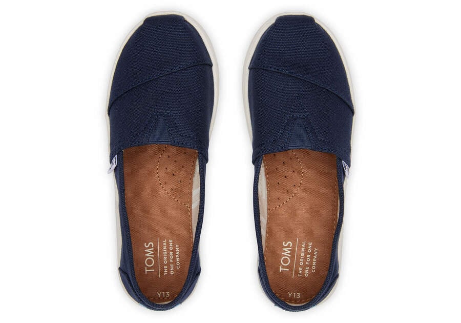 Navy Toms Youth Alpargata Canvas Australia Sale | AU294-028