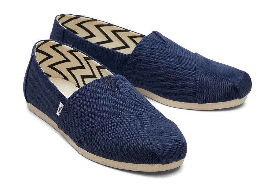 Navy Wide Toms Alpargata Recycled Cotton Wide Width Australia Sale | AU878-444