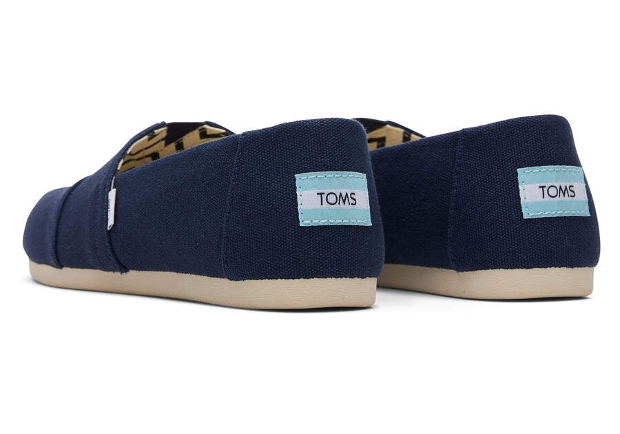 Navy Wide Toms Alpargata Recycled Cotton Wide Width Australia Sale | AU878-444