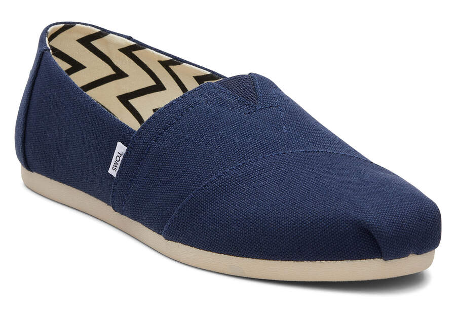 Navy Wide Toms Alpargata Recycled Cotton Wide Width Australia Sale | AU878-444