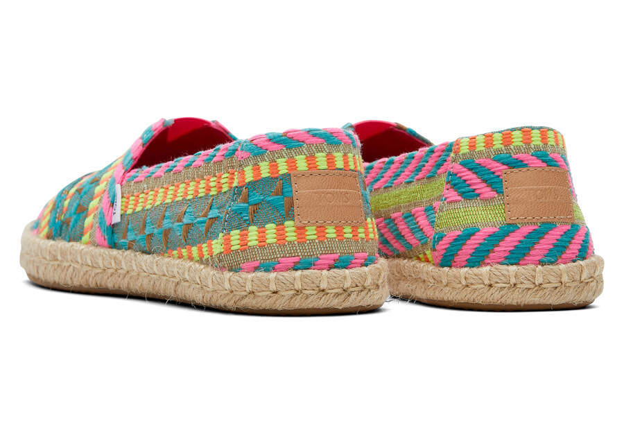 Neon Pink Global Jacquard Toms Alpargata Global Jaquard Rope Espadrille Australia Sale | AU405-697