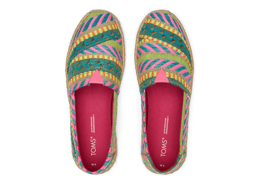 Neon Pink Global Jacquard Toms Alpargata Global Jaquard Rope Espadrille Australia Sale | AU405-697