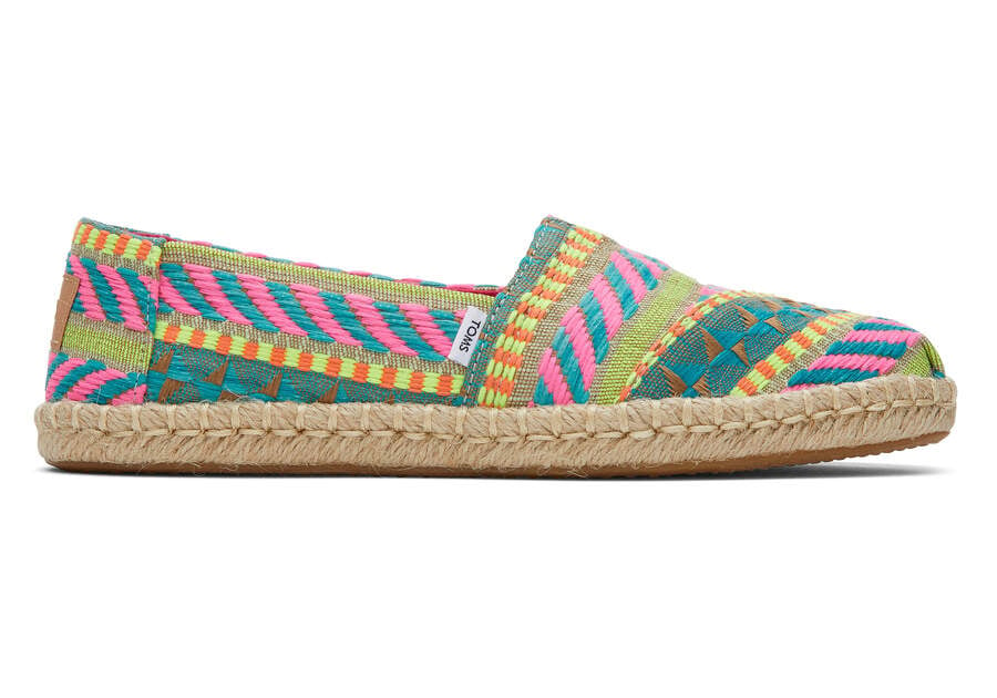 Neon Pink Global Jacquard Toms Alpargata Global Jaquard Rope Espadrille Australia Sale | AU405-697