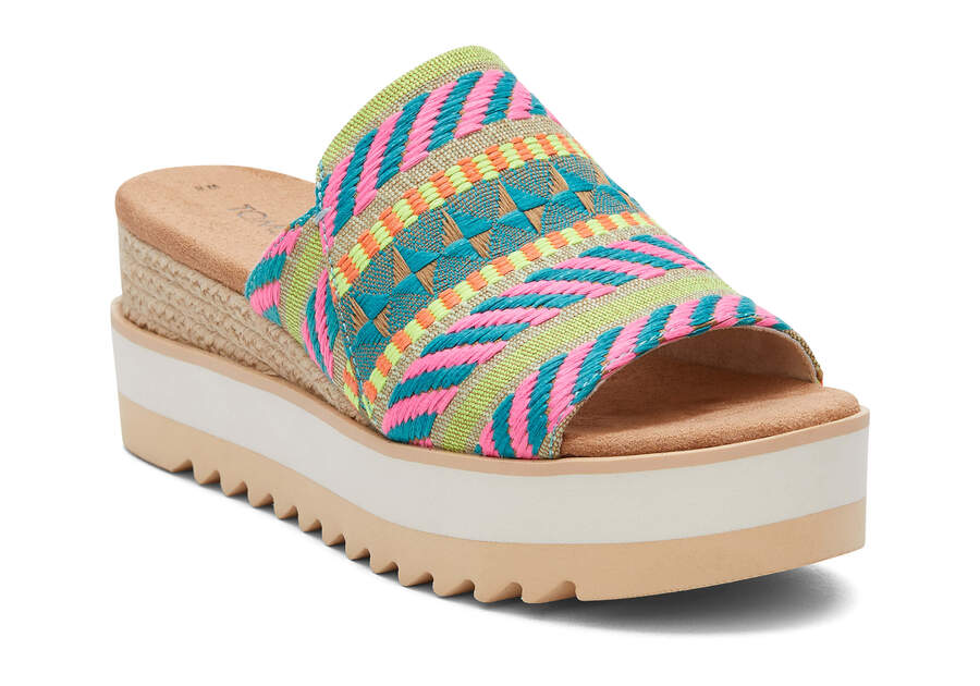 Neon Pink Global Jacquard Toms Diana Mule Sandal Sandals Australia Sale | AU357-642