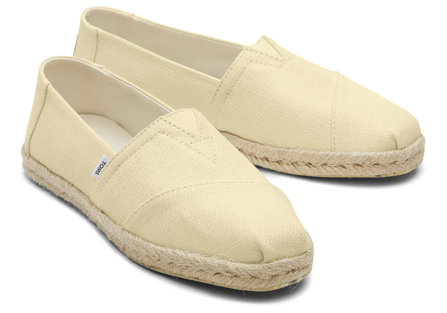 Pale Lemon Textured Woven Toms Alpargata Rope Espadrille Australia Sale | AU745-481