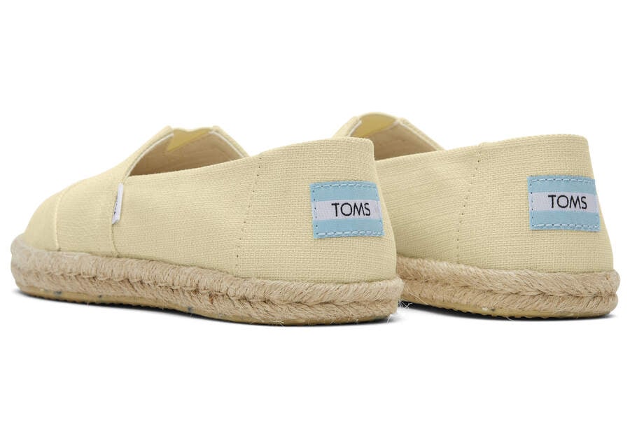 Pale Lemon Textured Woven Toms Alpargata Rope Espadrille Australia Sale | AU745-481