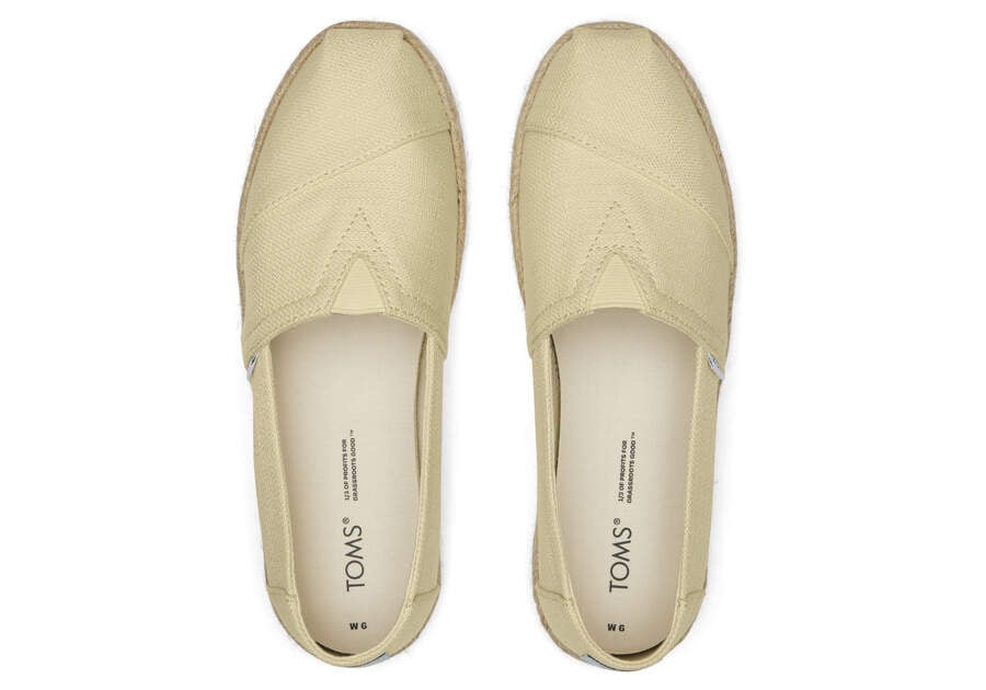 Pale Lemon Textured Woven Toms Alpargata Rope Espadrille Australia Sale | AU745-481