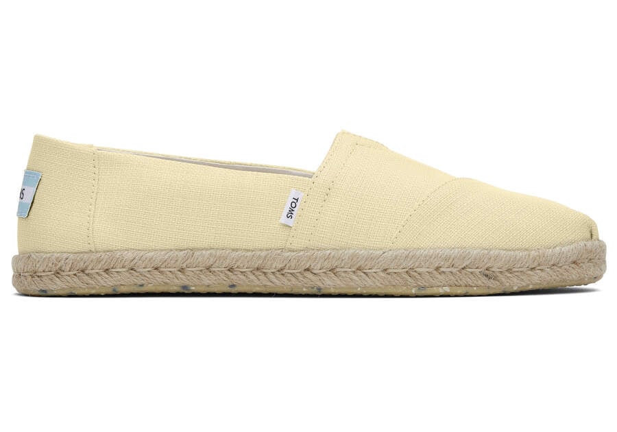 Pale Lemon Textured Woven Toms Alpargata Rope Espadrille Australia Sale | AU745-481