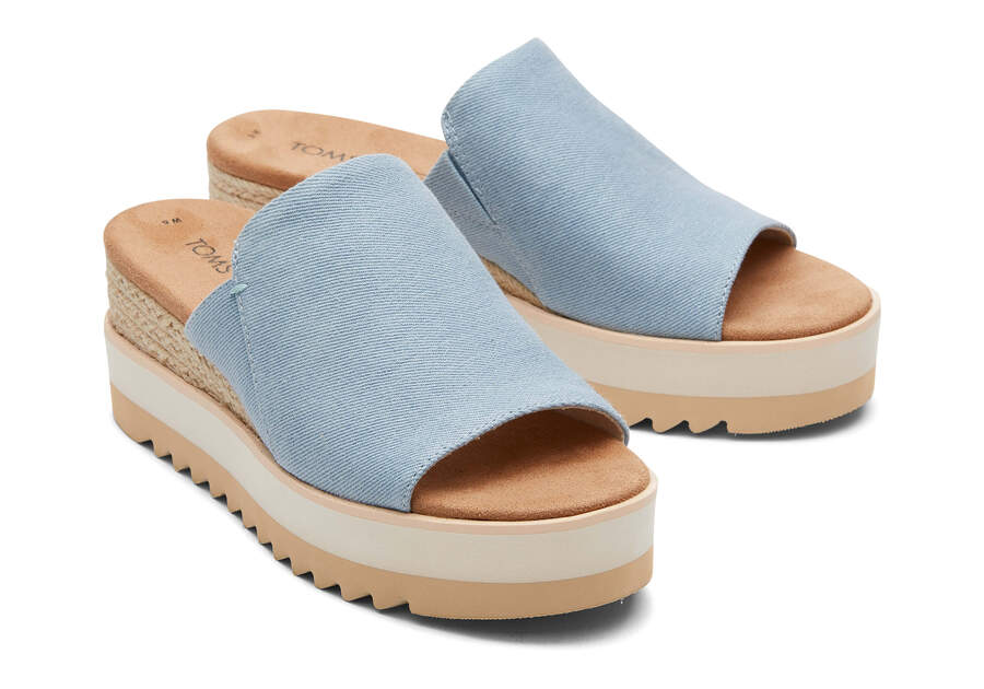 Pastel Blue Washed Denim Toms Diana Mule Sandal Sandals Australia Sale | AU799-793