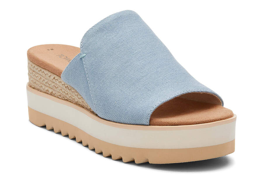 Pastel Blue Washed Denim Toms Diana Mule Sandal Sandals Australia Sale | AU799-793