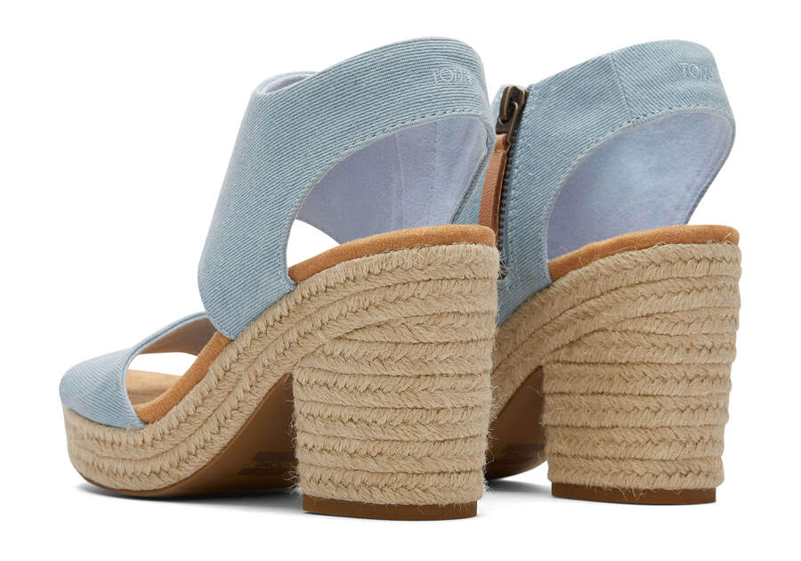 Pastel Blue Washed Denim Toms Majorca Rope Platform Sandal Sandals Australia Sale | AU534-427