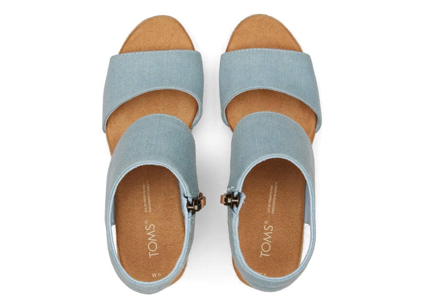 Pastel Blue Washed Denim Toms Majorca Rope Platform Sandal Sandals Australia Sale | AU534-427