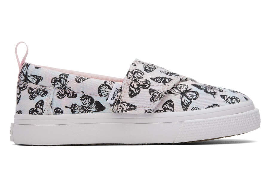 Pastel Pink Toms Tiny Fenix Slip-On Butterflies Tie Dye Twill Australia Sale | AU970-239