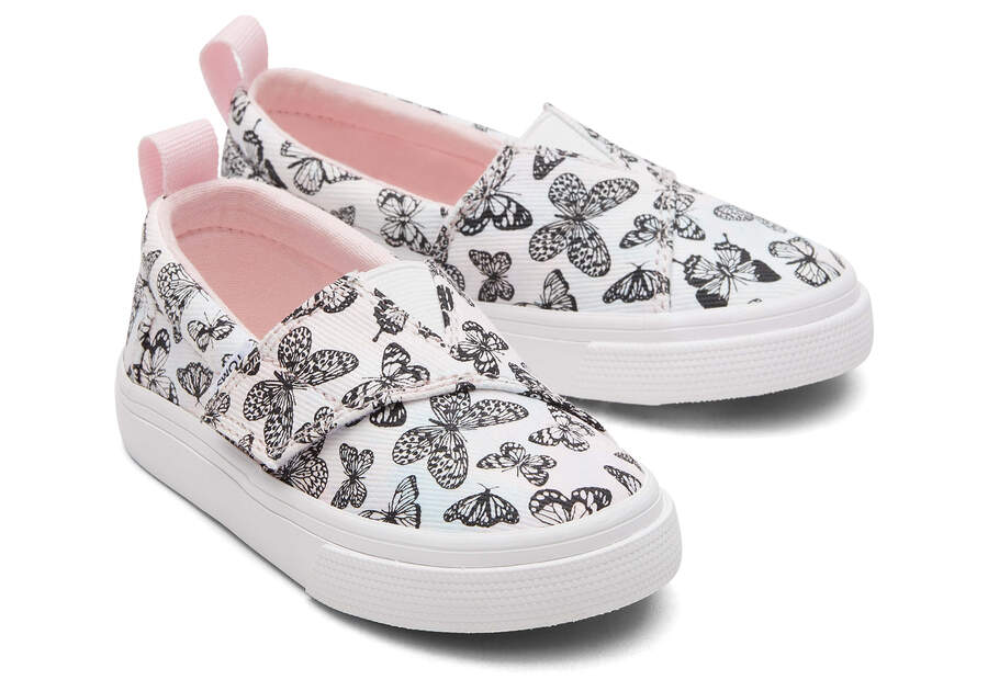 Pastel Pink Toms Tiny Fenix Slip-On Butterflies Tie Dye Twill Australia Sale | AU970-239