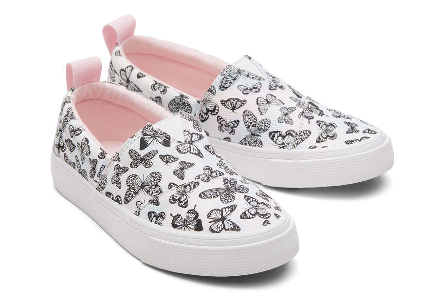 Pastel Pink Toms Youth Fenix Slip-On Butterflies Tie Dye Twill Australia Sale | AU925-006