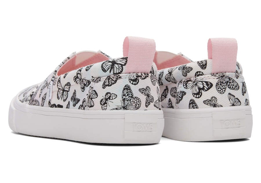 Pastel Pink Toms Youth Fenix Slip-On Butterflies Tie Dye Twill Australia Sale | AU925-006