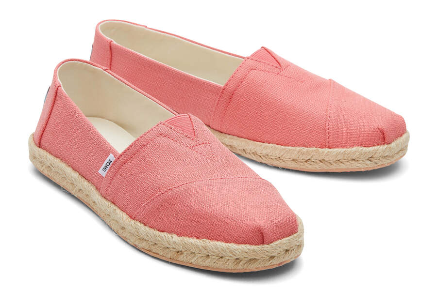 Peach Textured Woven Toms Alpargata Rope Espadrille Australia Sale | AU759-643