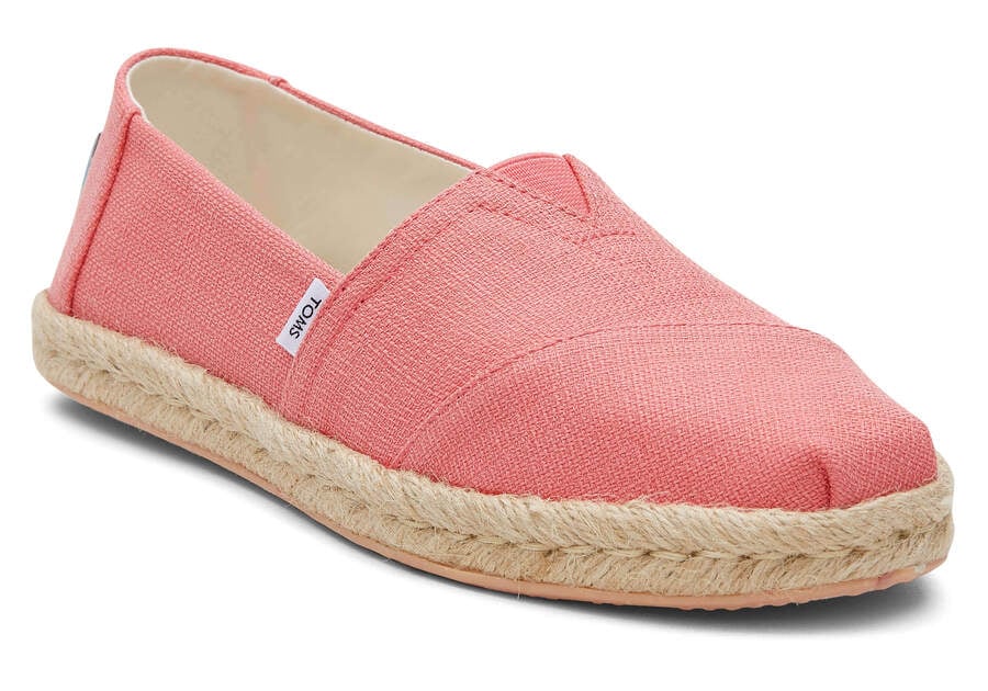 Peach Textured Woven Toms Alpargata Rope Espadrille Australia Sale | AU759-643