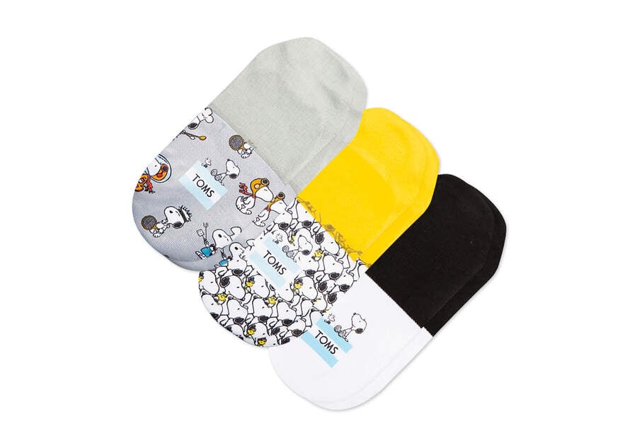 Peanuts Multi Toms X Peanuts® Ultimate No Show 3 Pack Socks Australia Sale | AU217-138