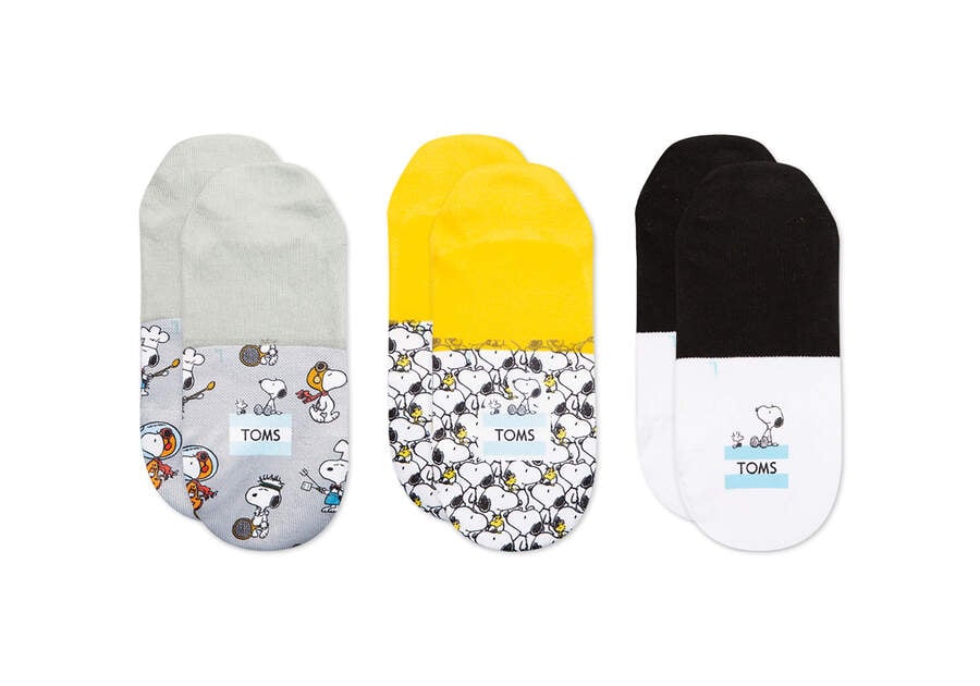 Peanuts Multi Toms X Peanuts® Ultimate No Show 3 Pack Socks Australia Sale | AU217-138