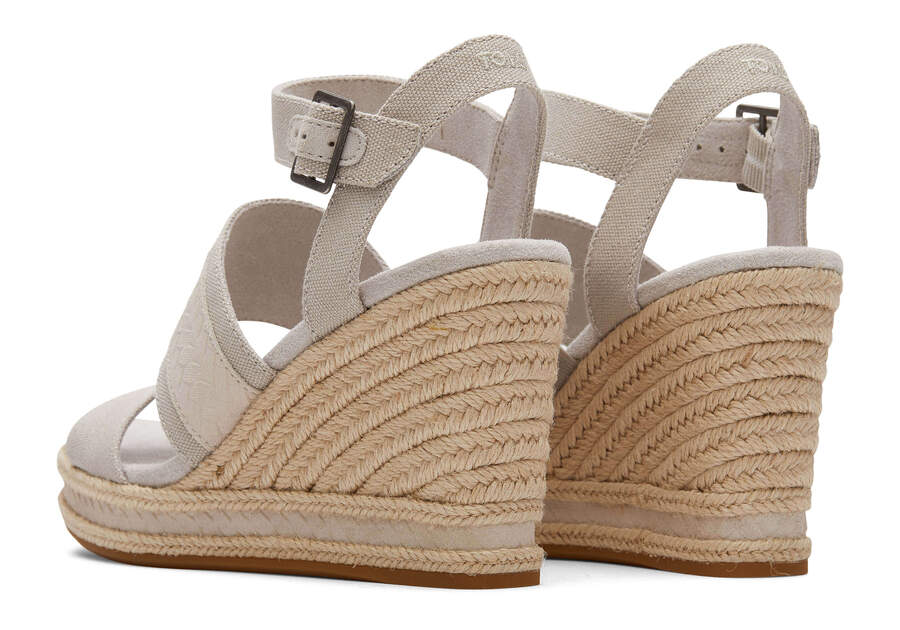 Pebble Grey Canvas Toms Madelyn Wedge Sandal Sandals Australia Sale | AU777-201