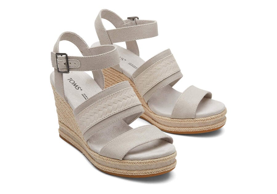 Pebble Grey Canvas Toms Madelyn Wedge Sandal Sandals Australia Sale | AU777-201