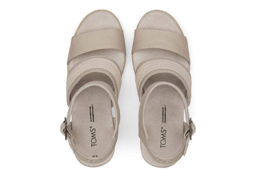 Pebble Grey Canvas Toms Madelyn Wedge Sandal Sandals Australia Sale | AU777-201