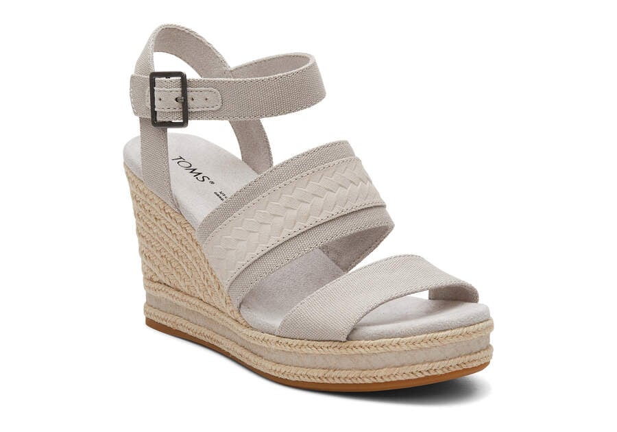 Pebble Grey Canvas Toms Madelyn Wedge Sandal Sandals Australia Sale | AU777-201