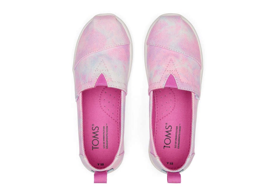 Pink Tie Dye Toms Youth Alpargata Multi Tie Dye Twill Australia Sale | AU187-342