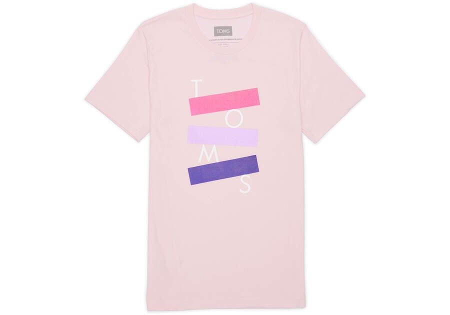 Pink Toms Stacked Logo Short Sleeve Tee T Shirts Australia Sale | AU360-494