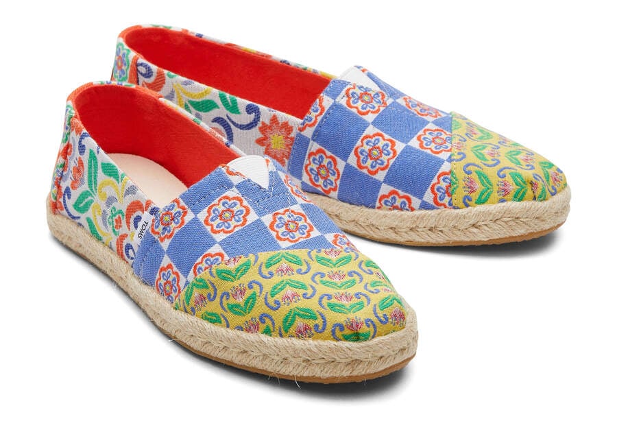 Red Multi Mediterranean Tiles Jacquard Toms Alpargata Rope Espadrille Australia Sale | AU137-497