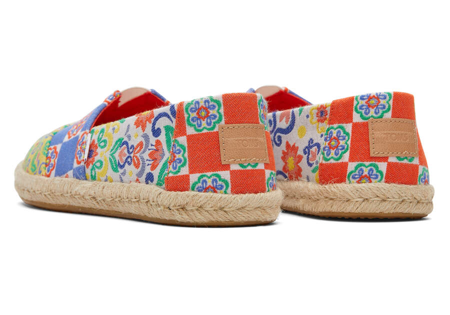 Red Multi Mediterranean Tiles Jacquard Toms Alpargata Rope Espadrille Australia Sale | AU137-497