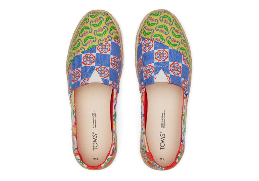 Red Multi Mediterranean Tiles Jacquard Toms Alpargata Rope Espadrille Australia Sale | AU137-497