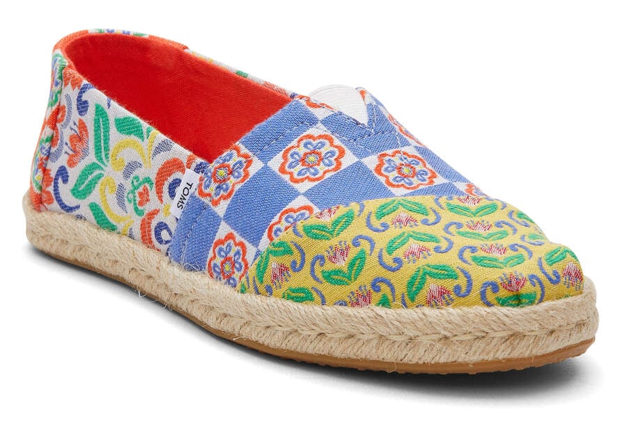 Red Multi Mediterranean Tiles Jacquard Toms Alpargata Rope Espadrille Australia Sale | AU137-497