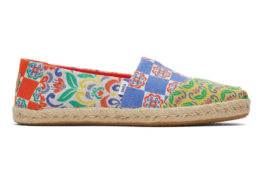 Red Multi Mediterranean Tiles Jacquard Toms Alpargata Rope Espadrille Australia Sale | AU137-497