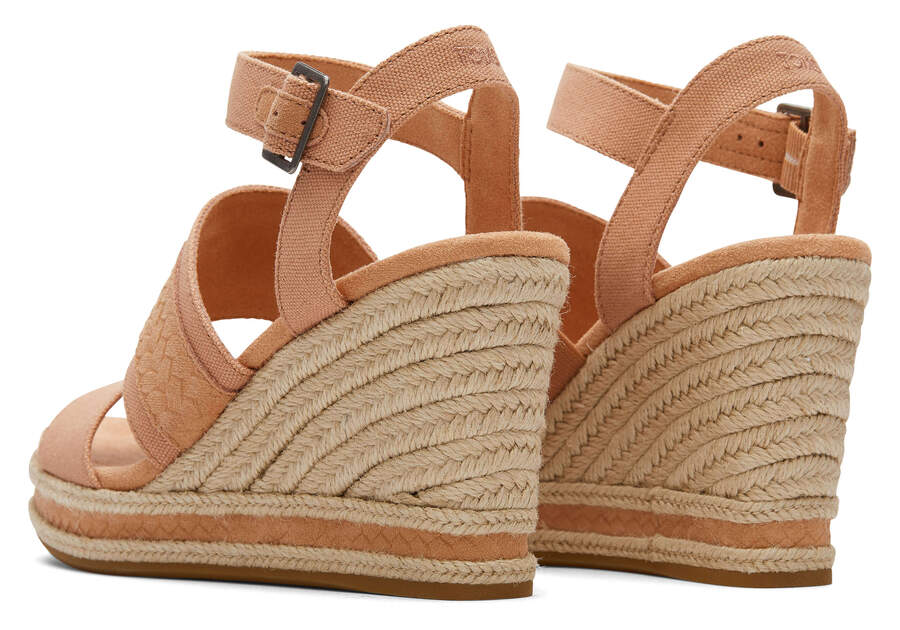 Sandy Beige Canvas Toms Madelyn Wedge Sandal Sandals Australia Sale | AU279-211