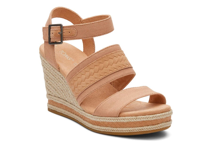 Sandy Beige Canvas Toms Madelyn Wedge Sandal Sandals Australia Sale | AU279-211